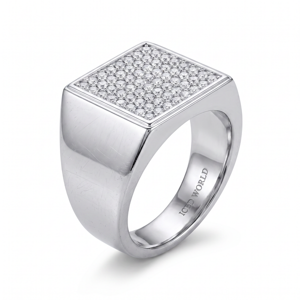 Square Signet Iced Ring